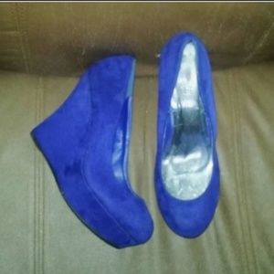Blue Wedge Pumps, Size 8